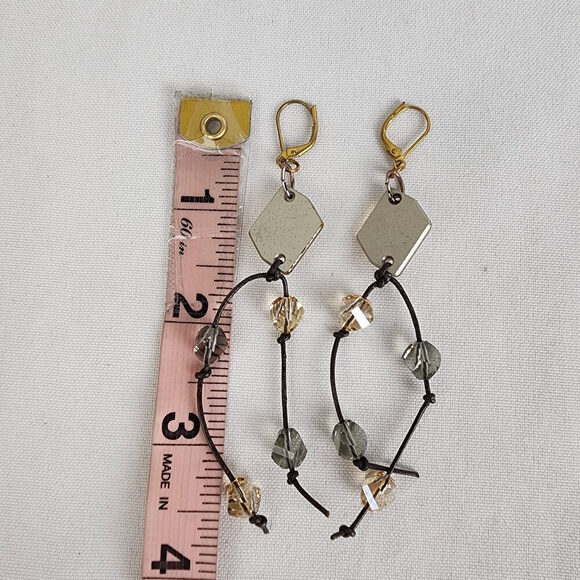 Vintage Crystal Dangle Earrings with Smoky Quartz and Golden Accents - Picture 4 of 4